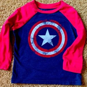 Marvel Captain America Baseball Style Crewneck Tee